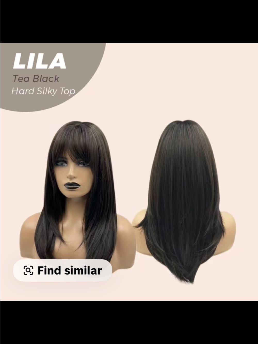 Tea Black Straight Wig with Soft Bangs